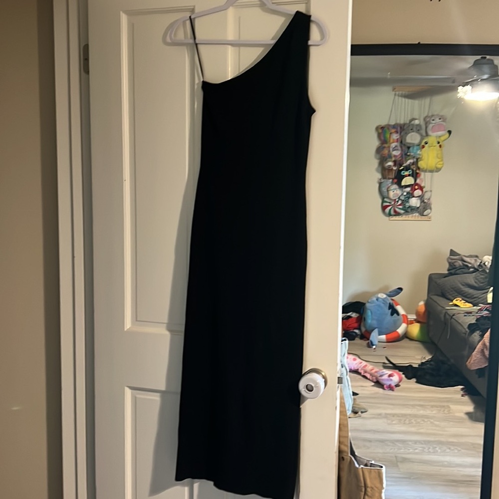 Theory black midi dress small